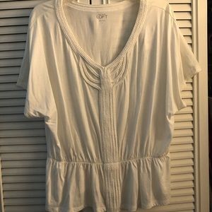 Loft White Nautical Peplum Shirt Size Large